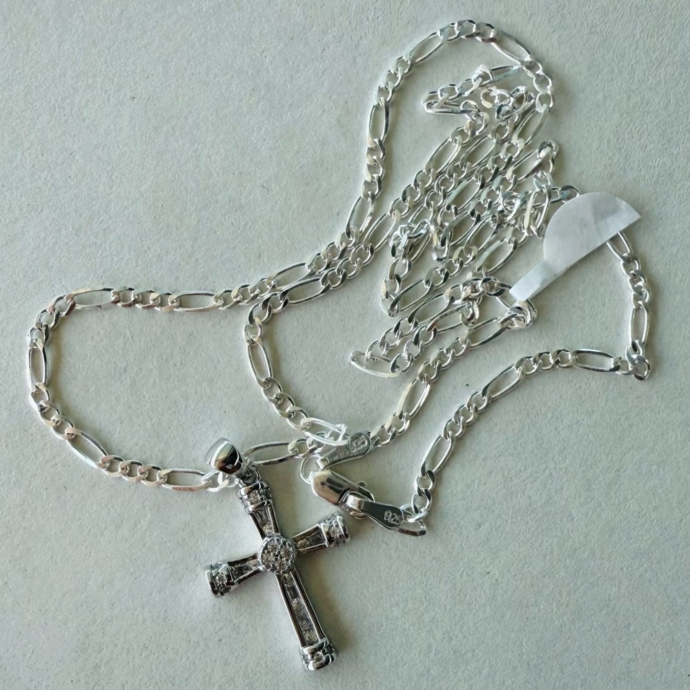 925 Silver Cross Pendant and Chain